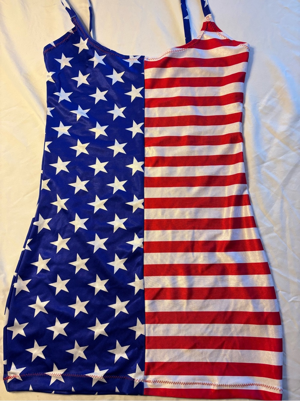 American Flag Stars & Stripes Tank Dress - Red, White & Blue
